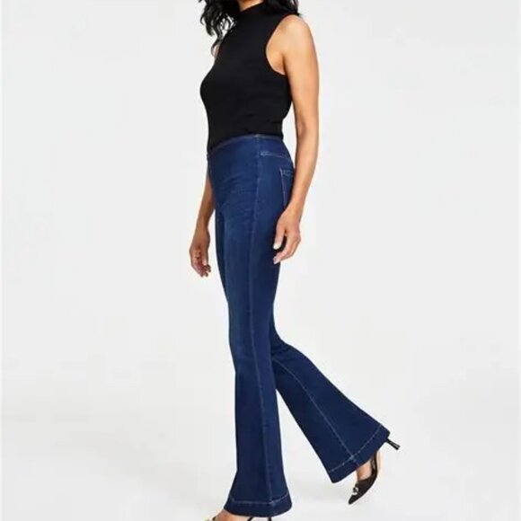 I.N.C. International Concepts Women's High Rise Pull-On Flare Jeans - Picture 1 of 16